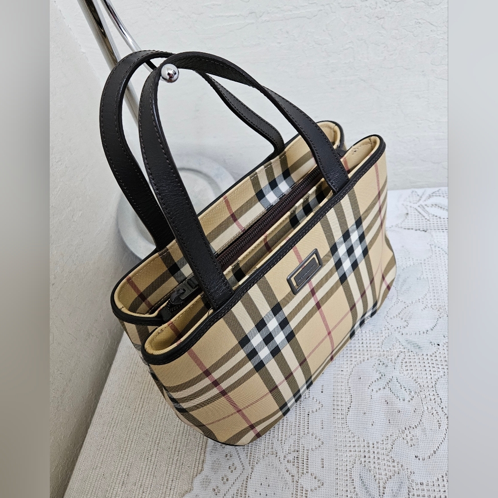 Burberry Nova Check Small Vintage Handbag Satchel Authentic - Picture 5 of 16